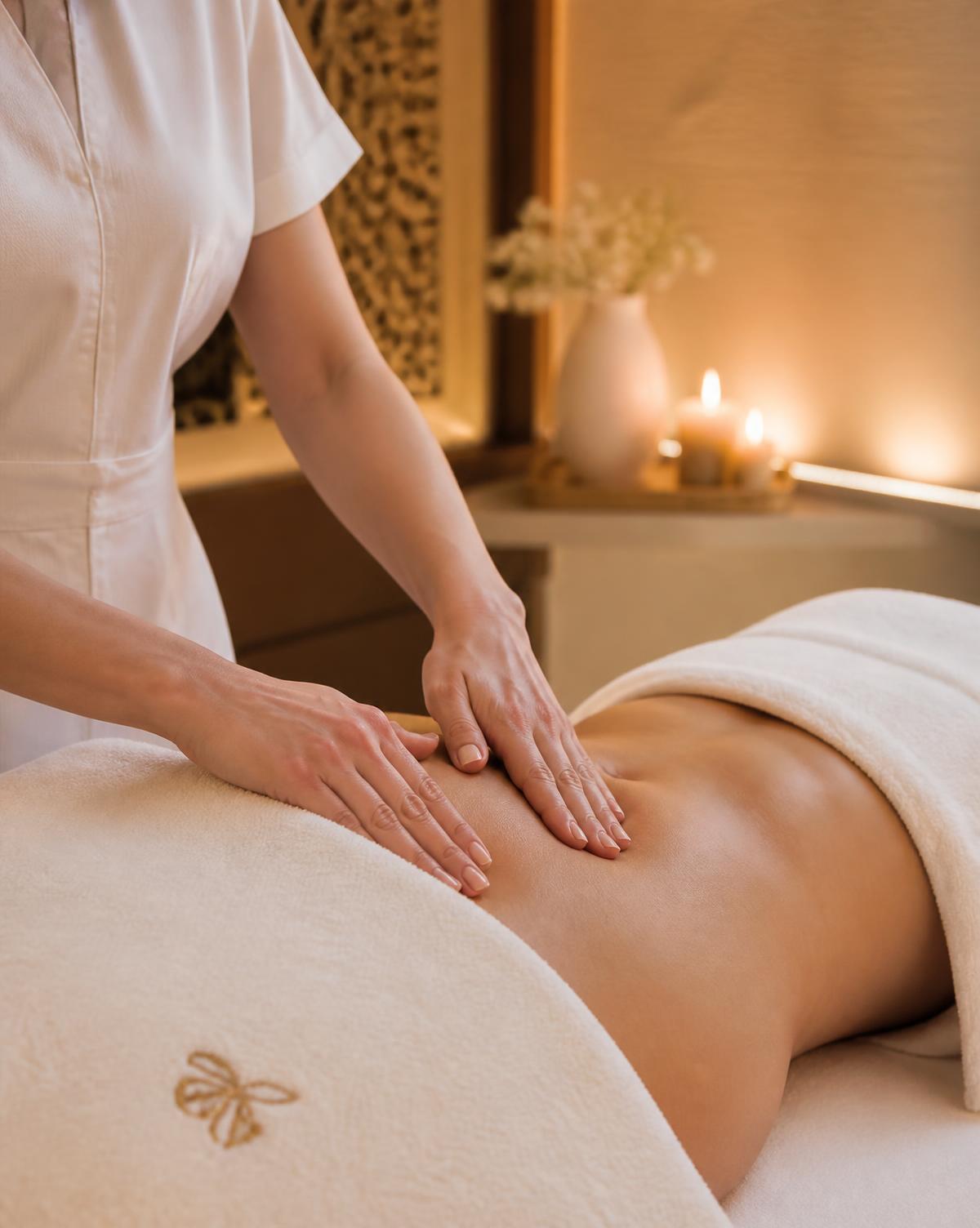 Brazilian lymphatic drainage massage in progress